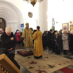 Преосвященный Алексий совершил Литургию в Спасо-Преображенском кафедральном соборе