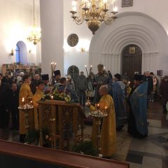 Епископ Алексий совершил Всенощное бдение в Спасо-Преображенском кафедральном соборе