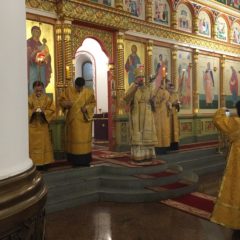 Епископ Алексий совершил всенощное бдение в Спасо-Преображенском кафедральном соборе