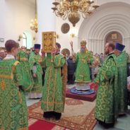 Преосвященный Феодосий совершил Божественную Литургию в праздник Входа Господня в Иерусалим в кафедральном соборе в честь Преображения Господня г. Серова.