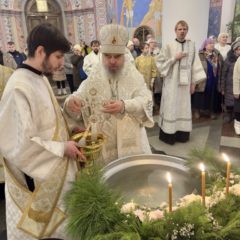 В праздник Крещения Господня епископ Феогност совершил ночную Божественную Литургию в Преображенском соборе города Серова